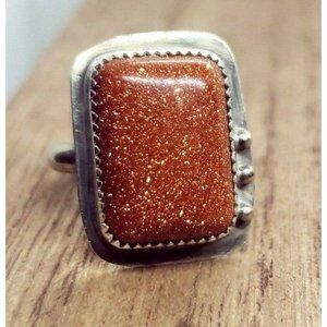 Sterling silver sandstone crystal ring handmade